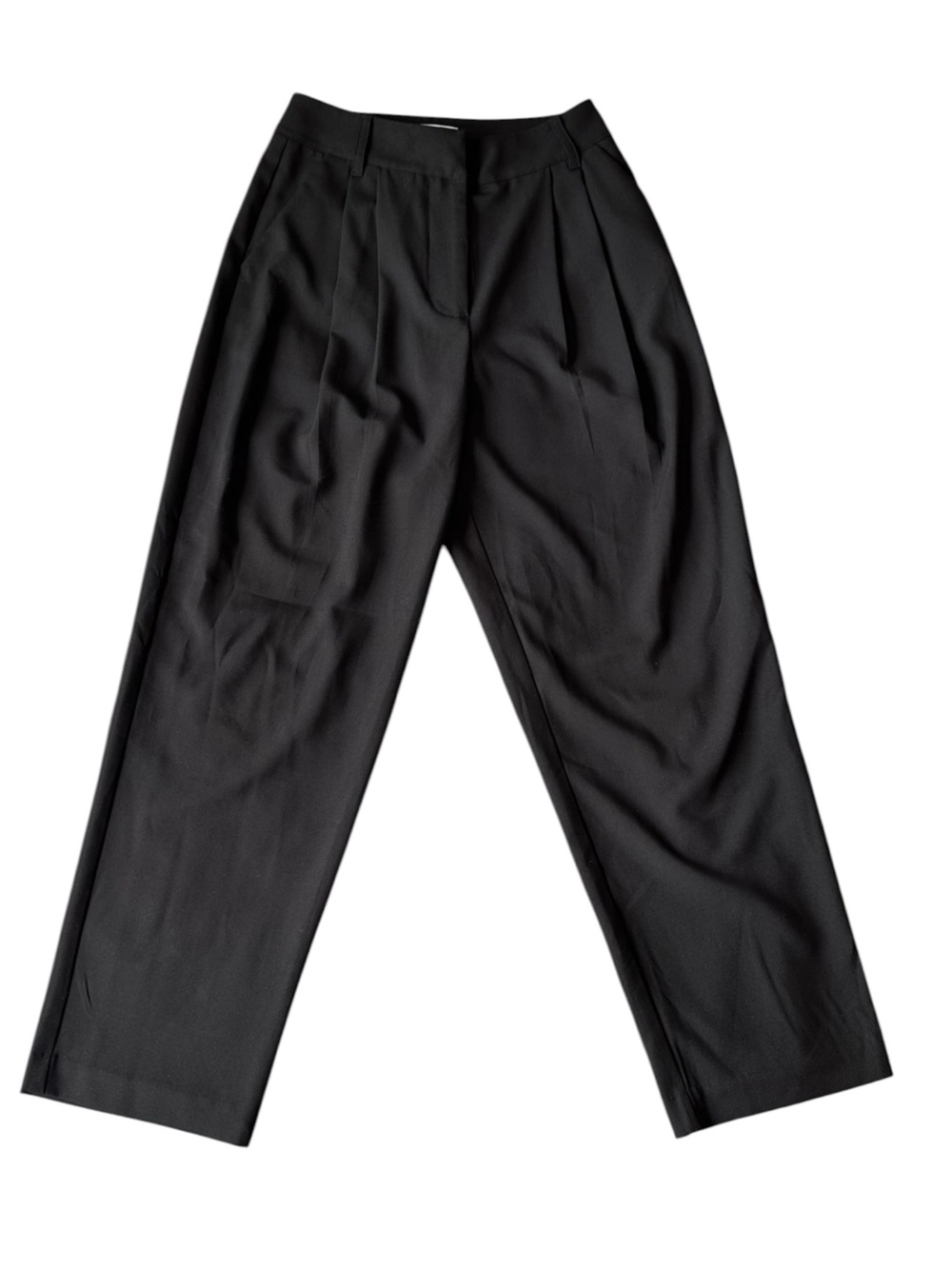 Oak + Fort wide leg pleated black trouser